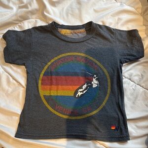 Aviator Nation Kids Charcoal Tee with Rainbow Graphic size 6